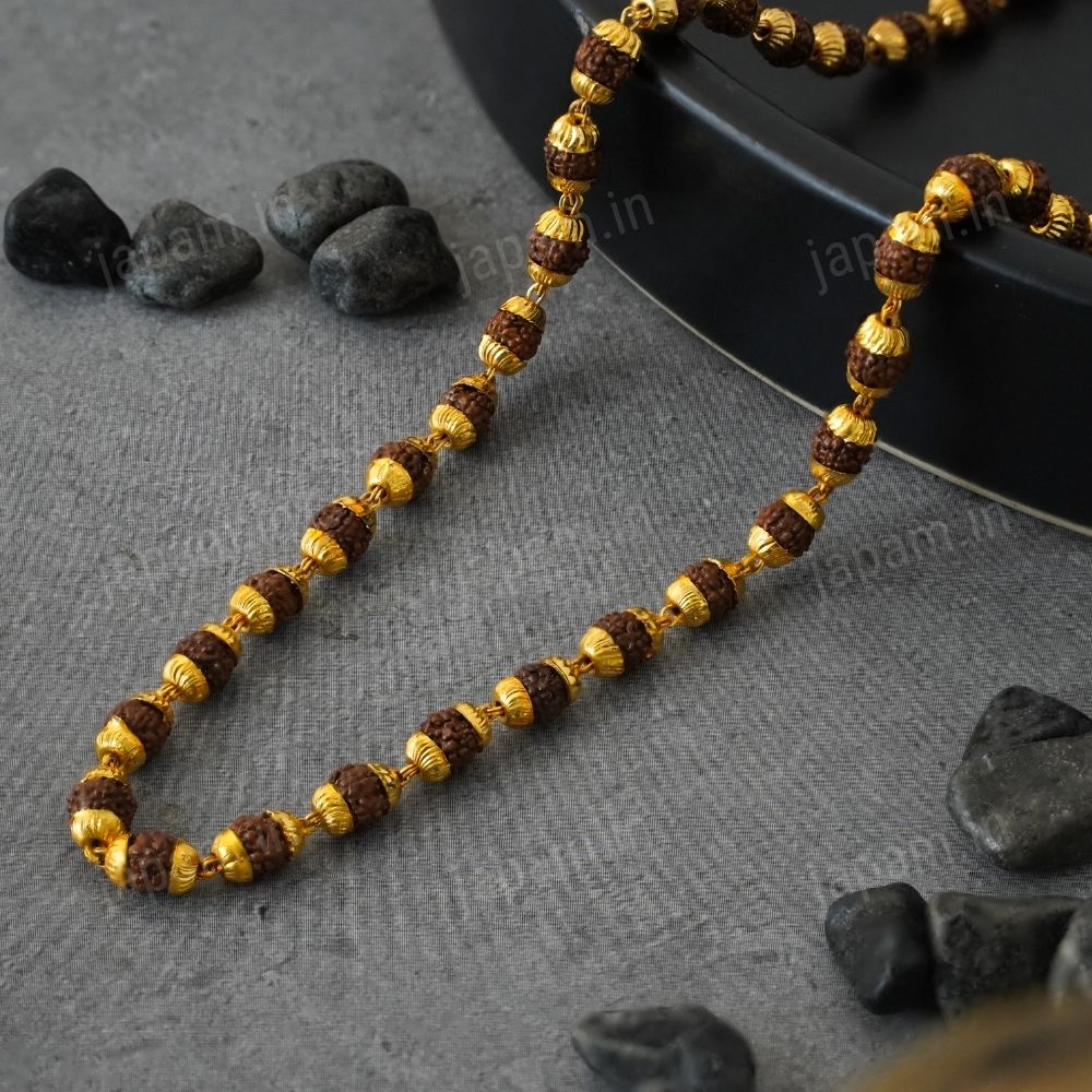 5 Mukhi Rudraksha Mala Necklace – Premium Spiritual Chain for Men & Women