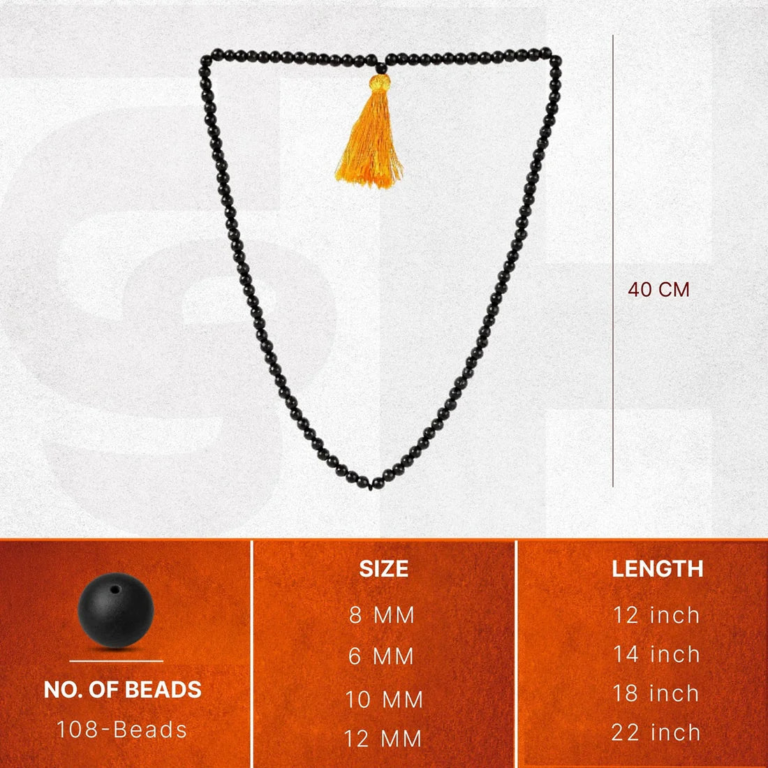 Original Karungali Malai — 108 Beads Natural Ebony Wood Mala with Gold Tassel