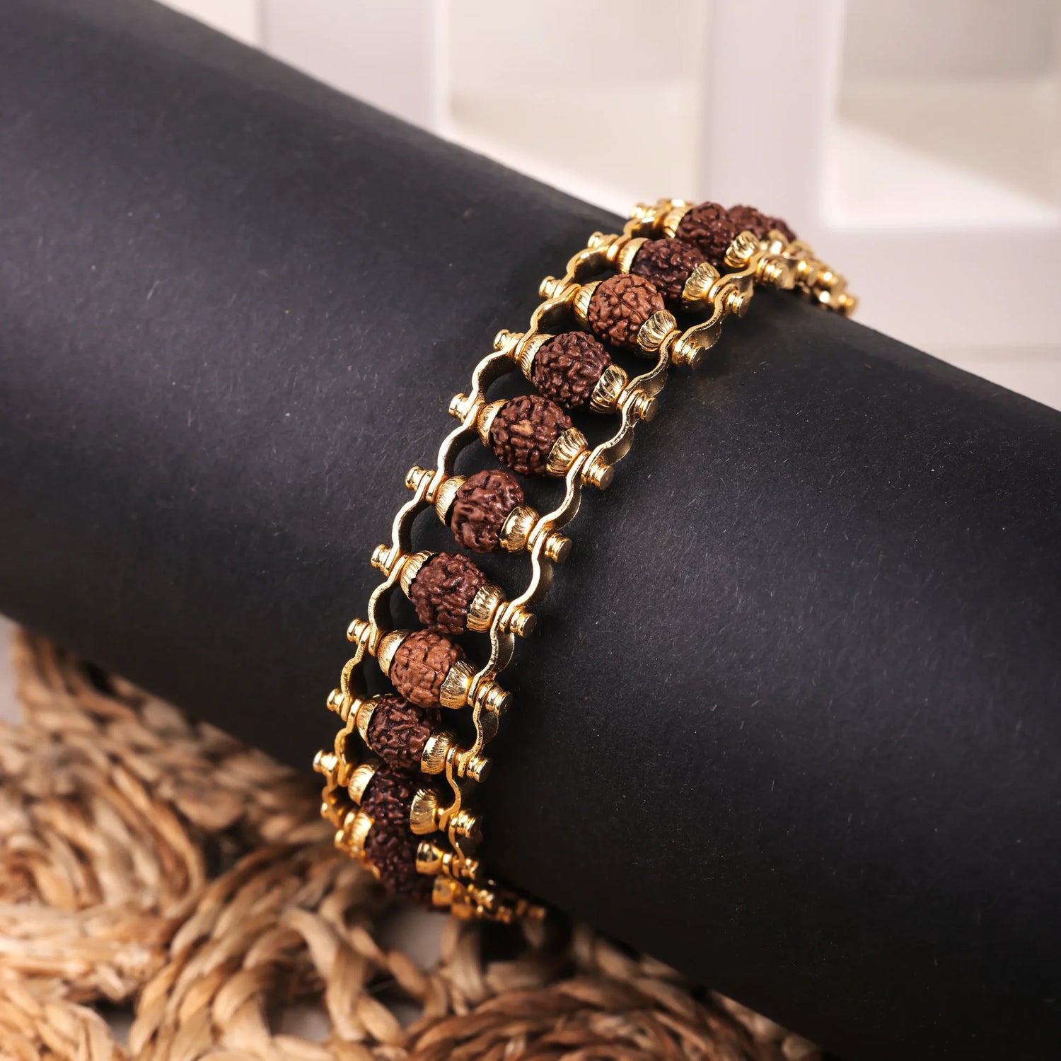 Gold Plated Rudraksha Chain Bracelet — Buy Original Online | Divymukhi