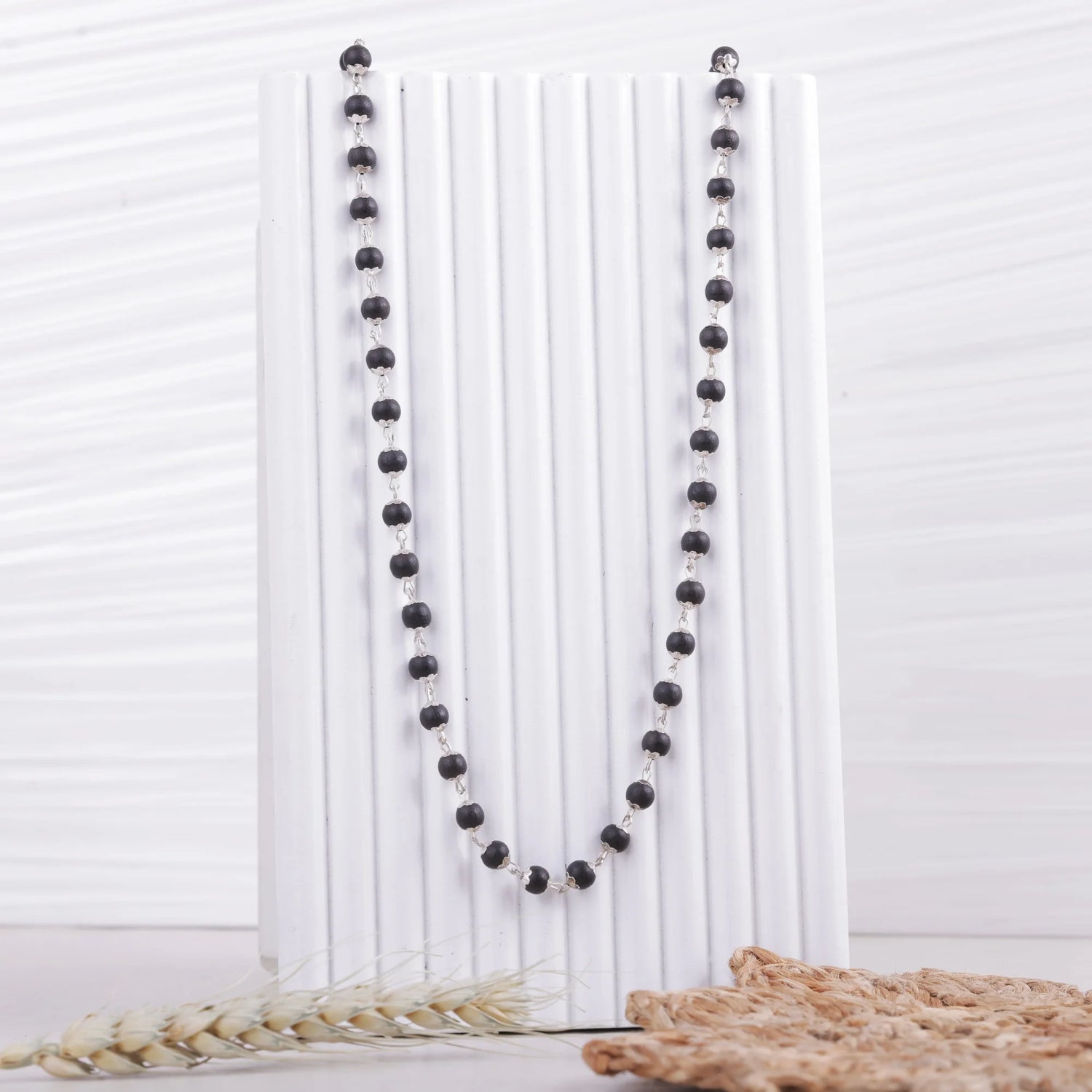 Original Karungali Malai — 54 Beads Natural Ebony Wood Mala with Gold Tassel