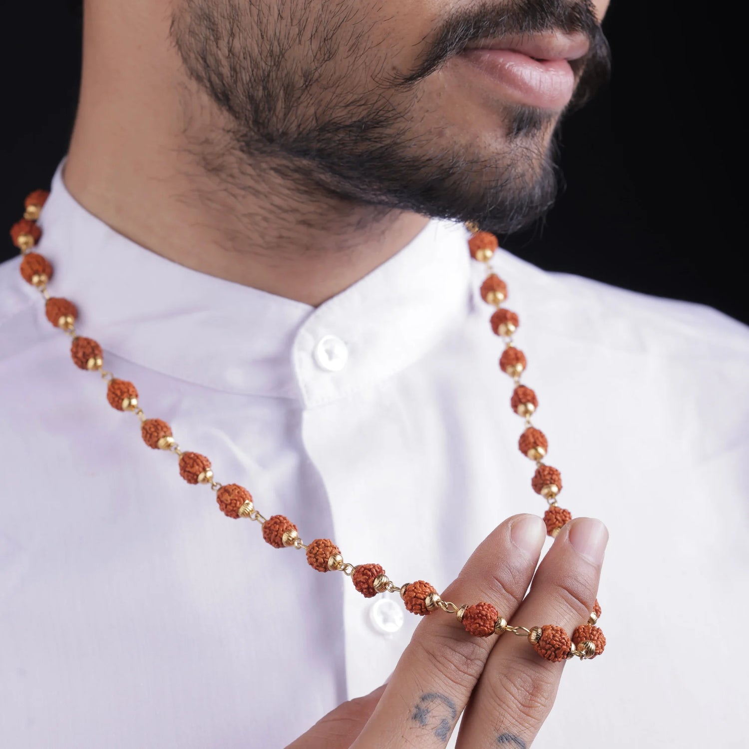 5 Mukhi Rudraksha Mala Necklace – Premium Spiritual Chain for Men & Women