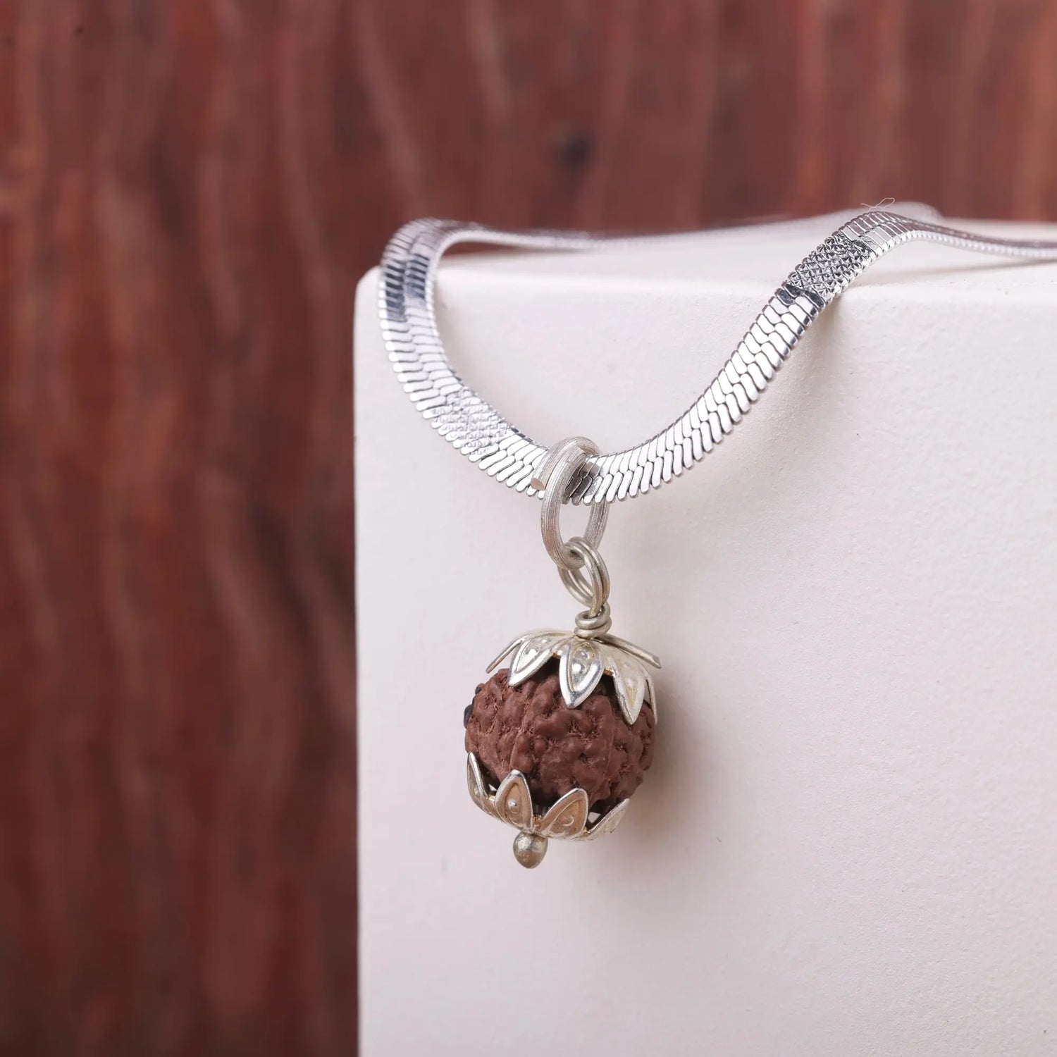 Indonesian Rudraksha Bead Pendant with Silver Cap