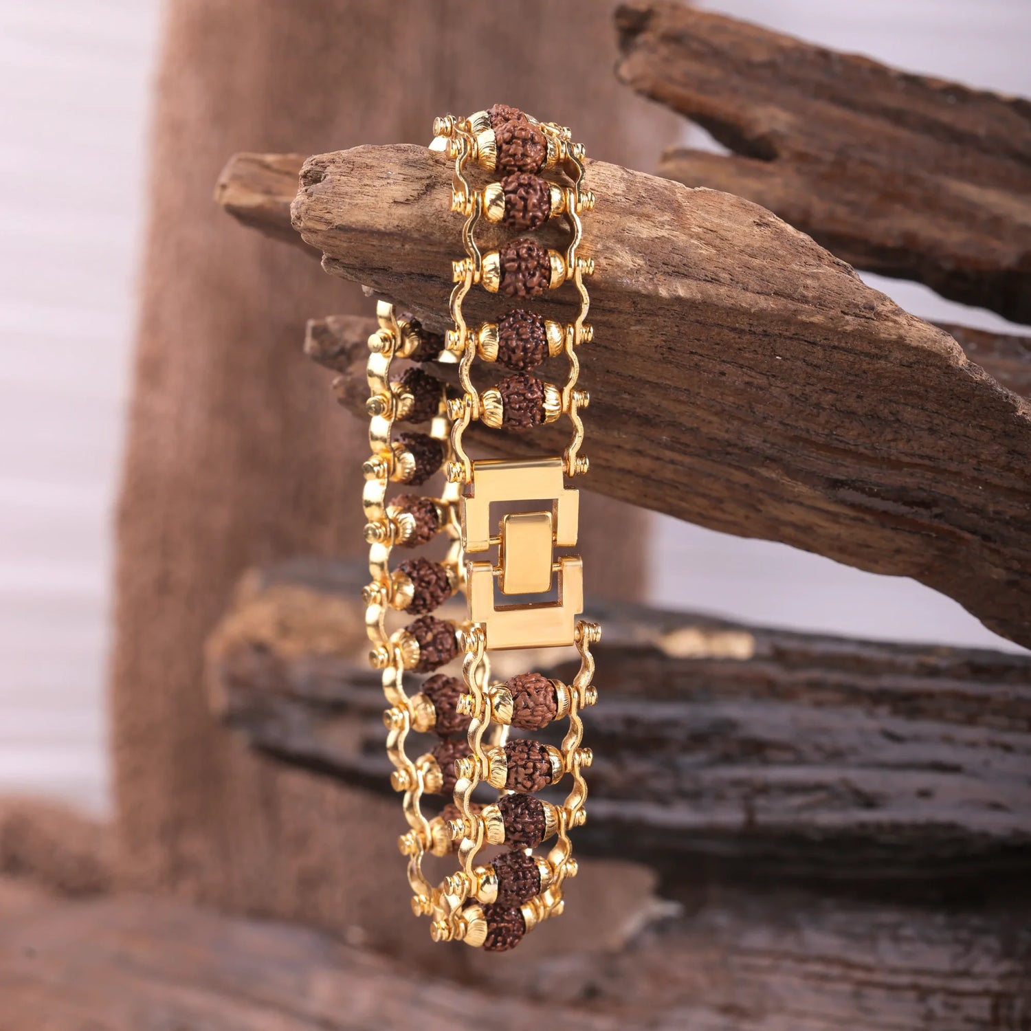 Gold Plated Rudraksha Chain Bracelet — Buy Original Online | Divymukhi