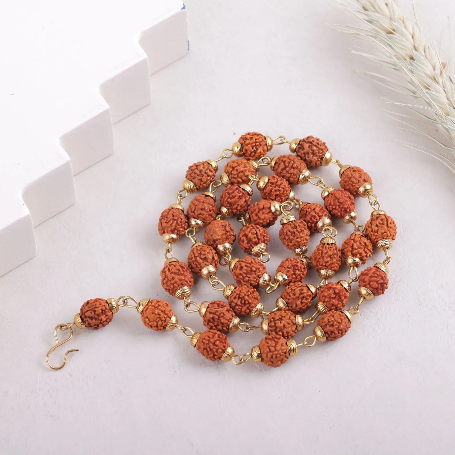5 Mukhi Rudraksha Mala Necklace – Premium Spiritual Chain for Men & Women