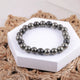 Natural Pyrite bead bracelet top view, elastic stretch fit